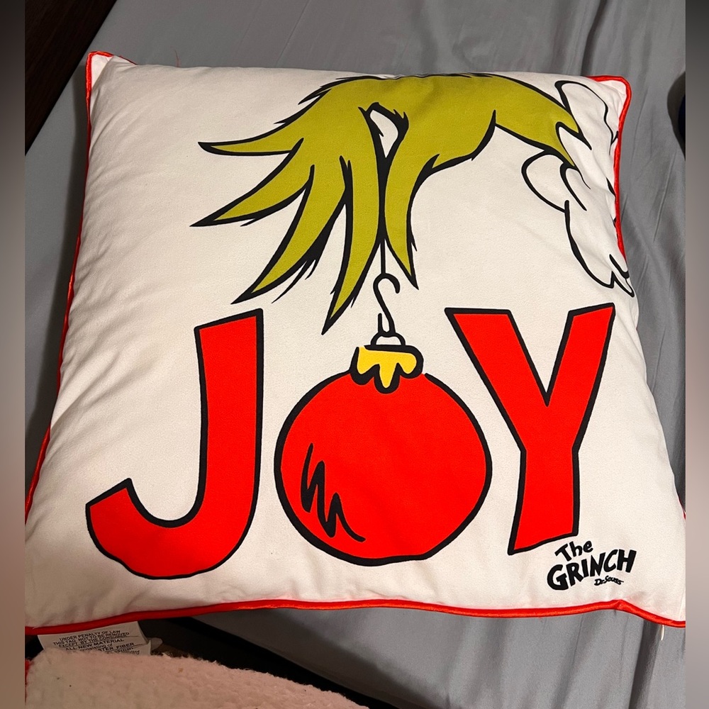 Grinch holiday pillow